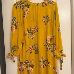 Old Navy Mustard Floral Long Sleeve Dress